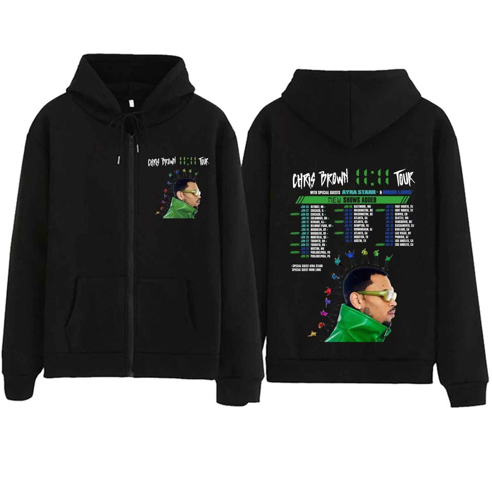 Chris Brown 11:11 Tour 2024 Zipper Hoodie