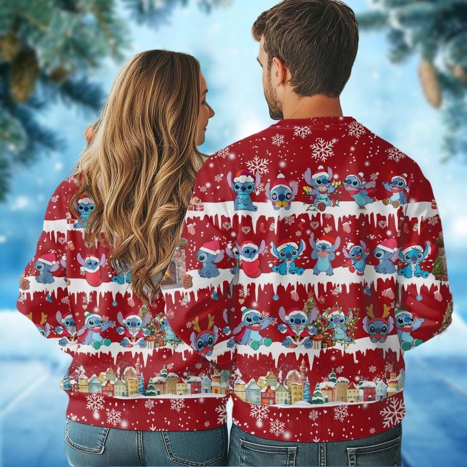 Stitch Ugly Christmas Sweater, Disney Stitch Santa Xmas Sweater