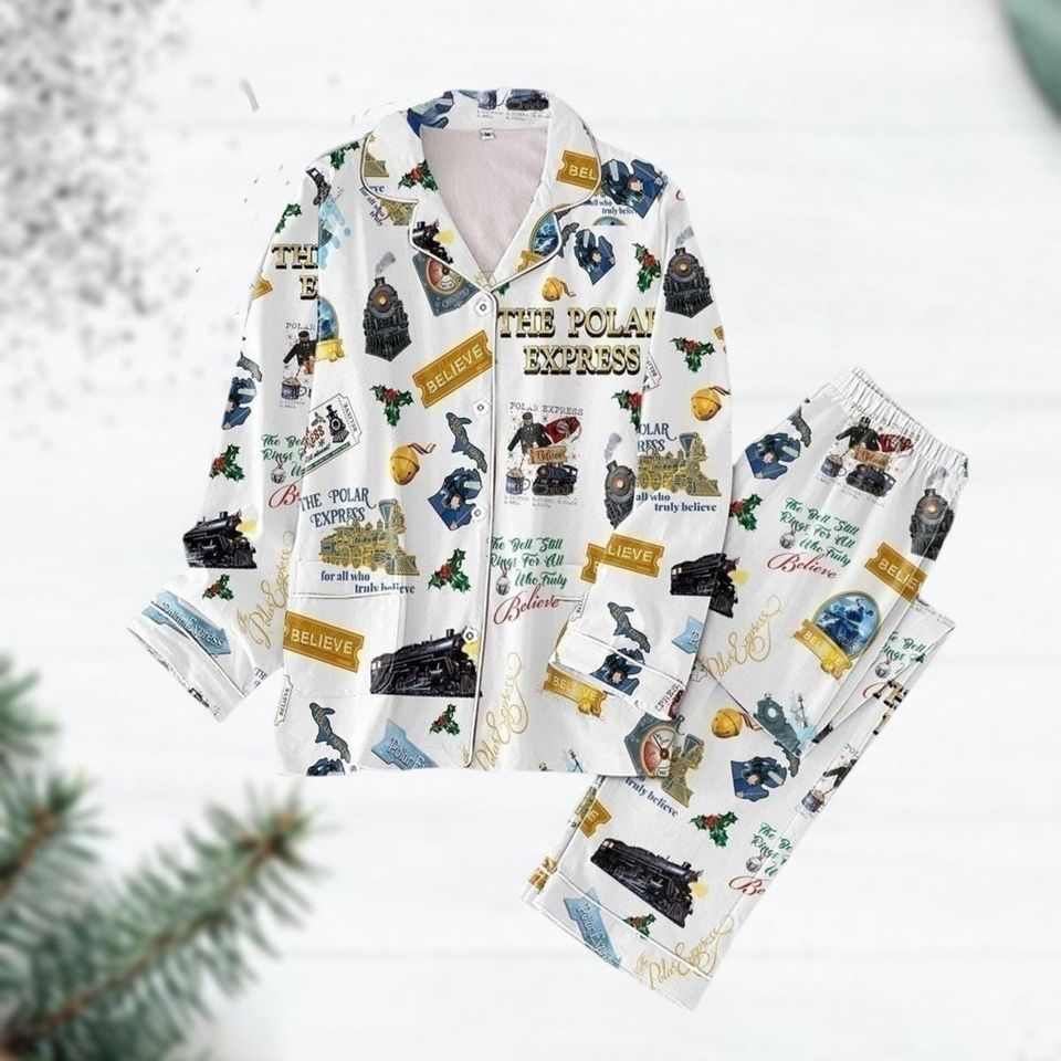 The Polar Express Pajamas, North Pole Express Xmas Pajamas, Christmas Train Pajamas, Polar Express Ticket Shirt, Xmas Family Trip Tee