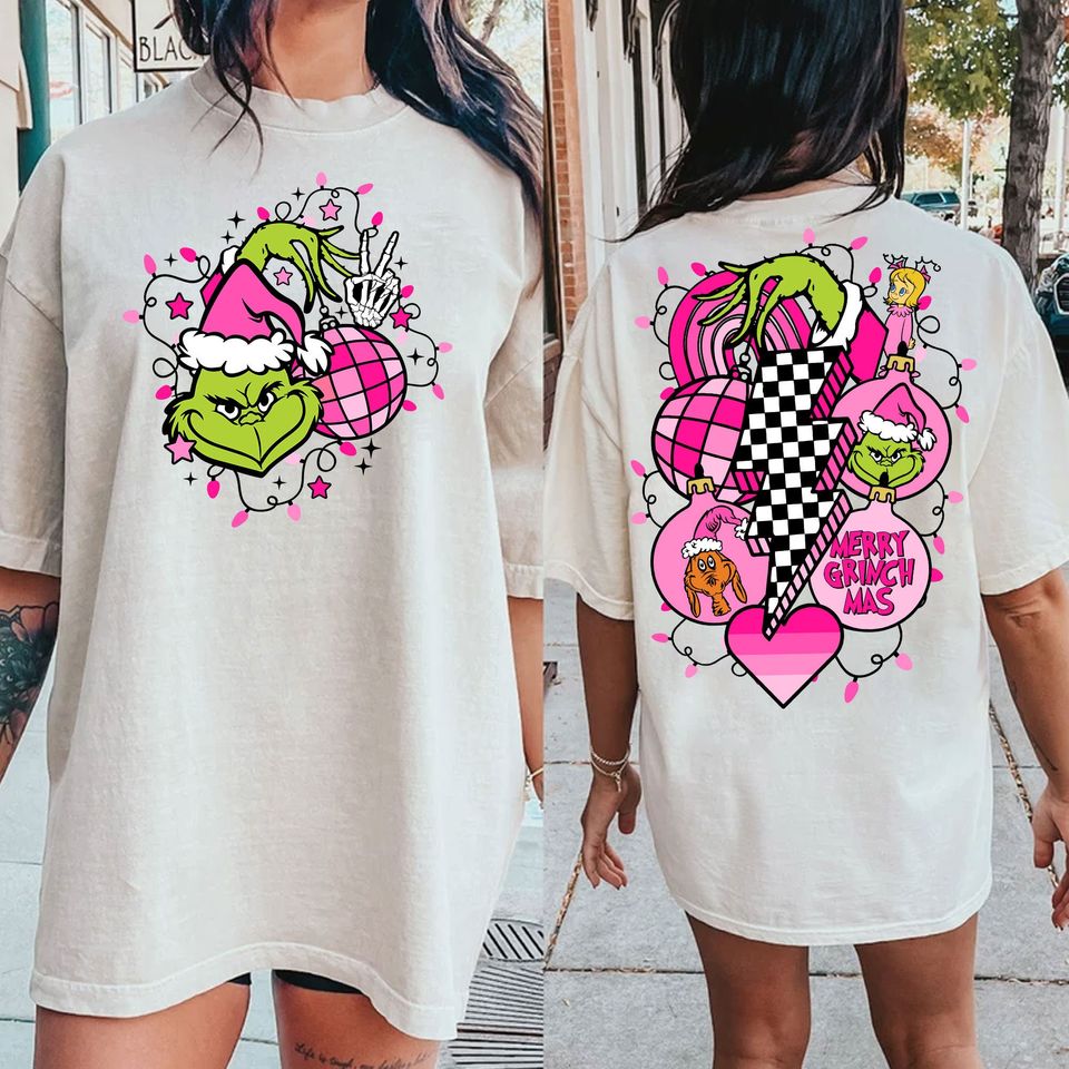 Retro Pink Grincmas Sweatshirt, Retro Christmas Sweatshirt