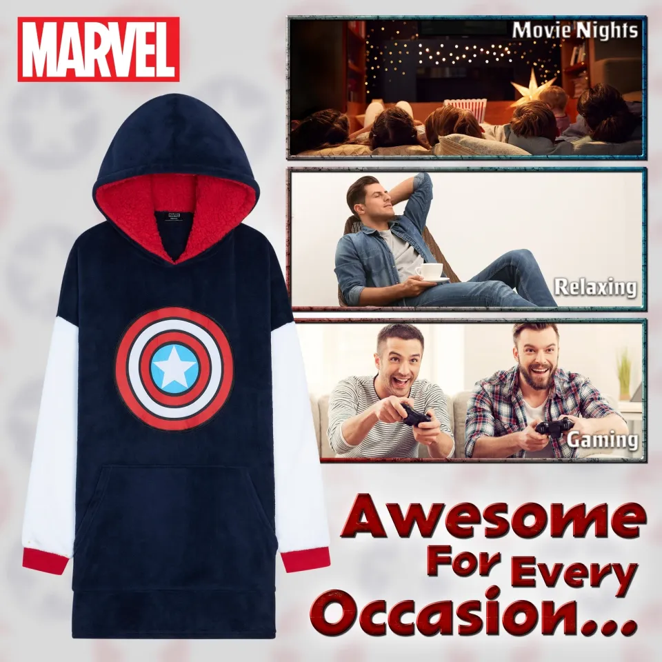 Marvel Oversized Hoodie Blanket for Men - Captain America