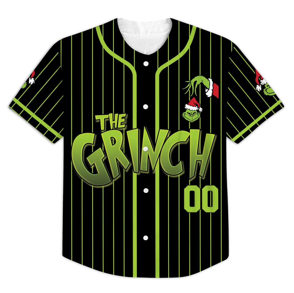 Personalized The Grinched Baseball Jersey, Disney The Grinched Baseball Jersey