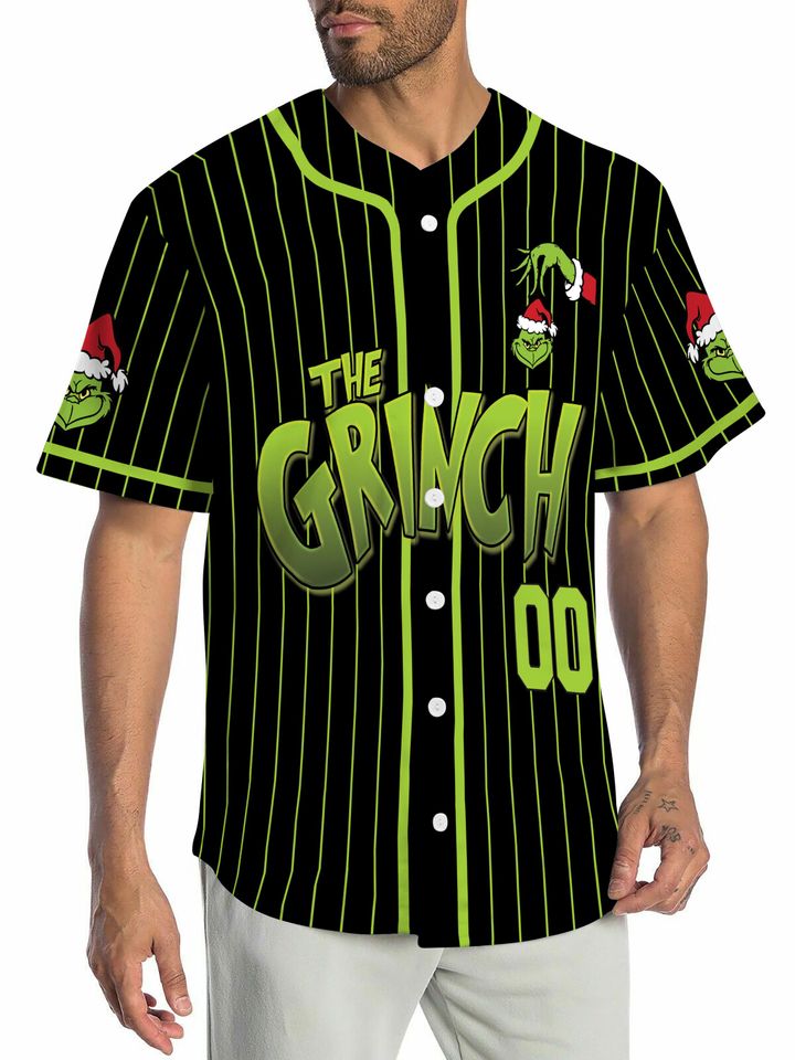 Personalized The Grinched Baseball Jersey, Disney The Grinched Baseball Jersey