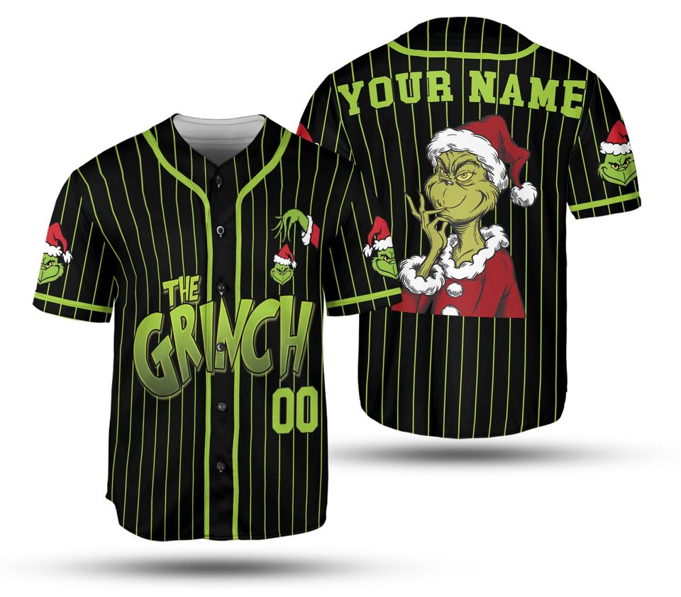 Personalized The Grinched Baseball Jersey, Disney The Grinched Baseball Jersey