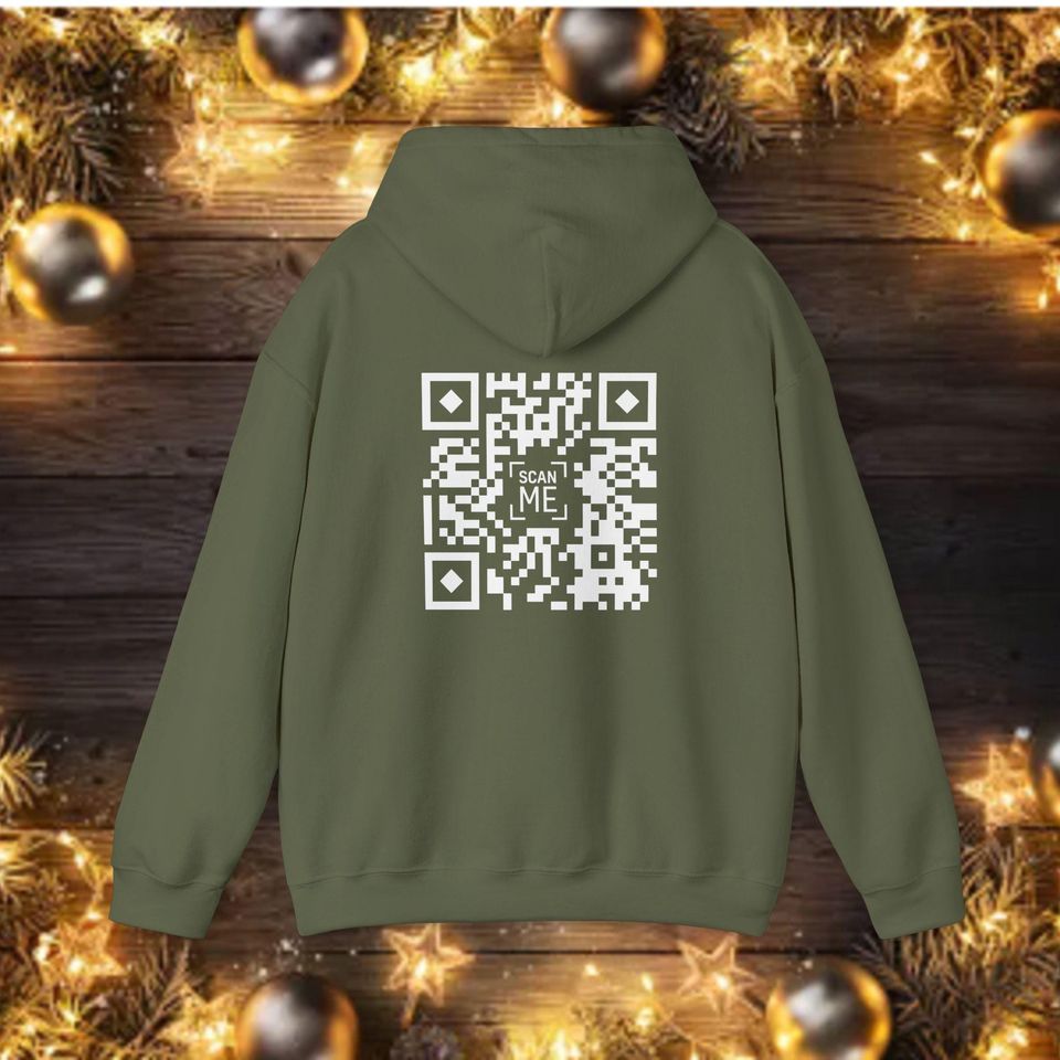 Skeleton Middle Finger QR Code Hoodie, Edgy Unisex Hooded Sweatshirt for Rebels,