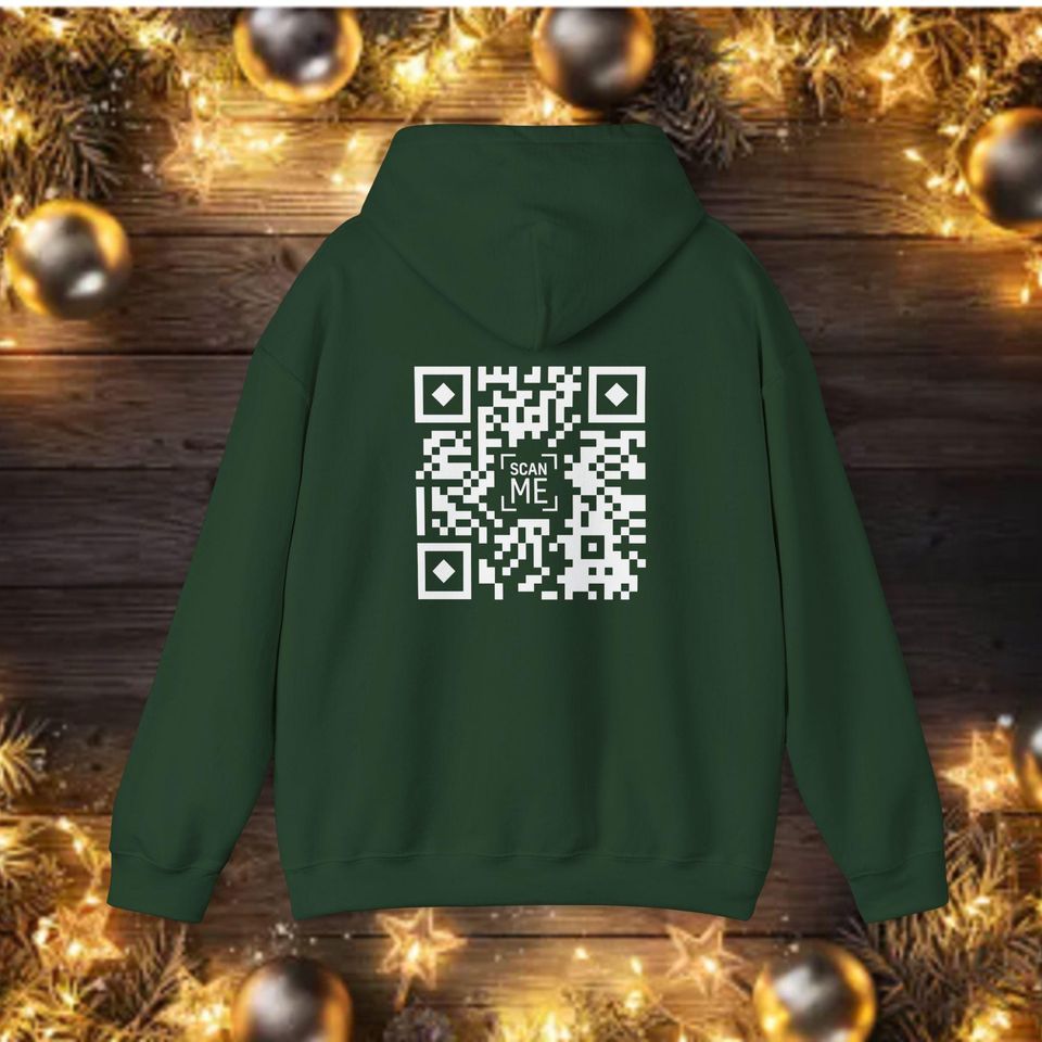 Skeleton Middle Finger QR Code Hoodie, Edgy Unisex Hooded Sweatshirt for Rebels,