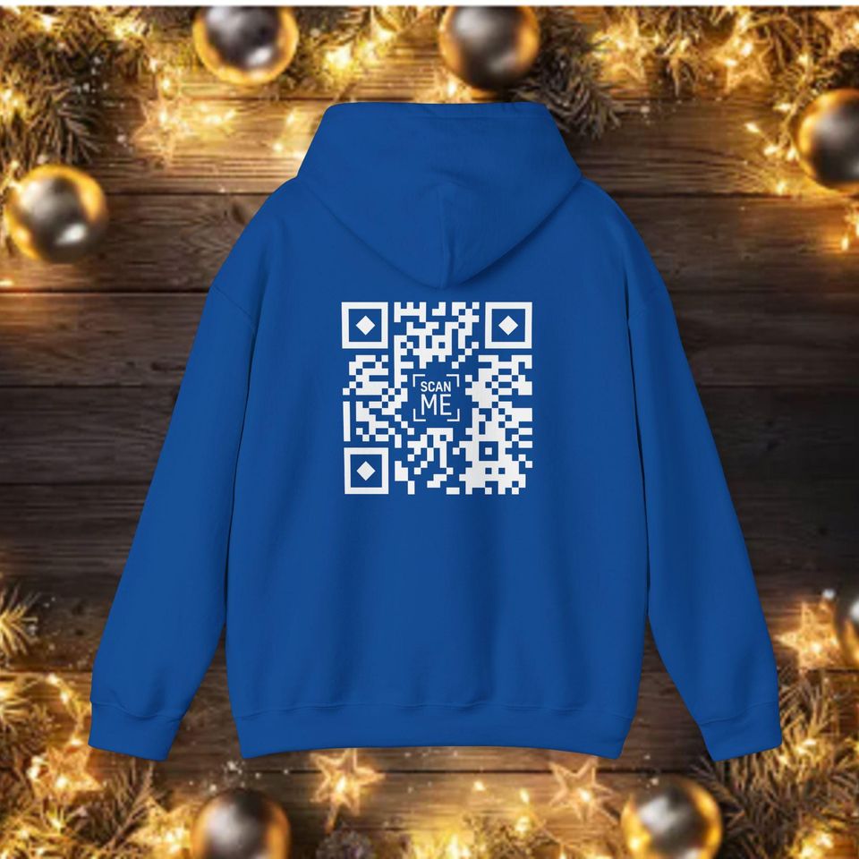 Skeleton Middle Finger QR Code Hoodie, Edgy Unisex Hooded Sweatshirt for Rebels,