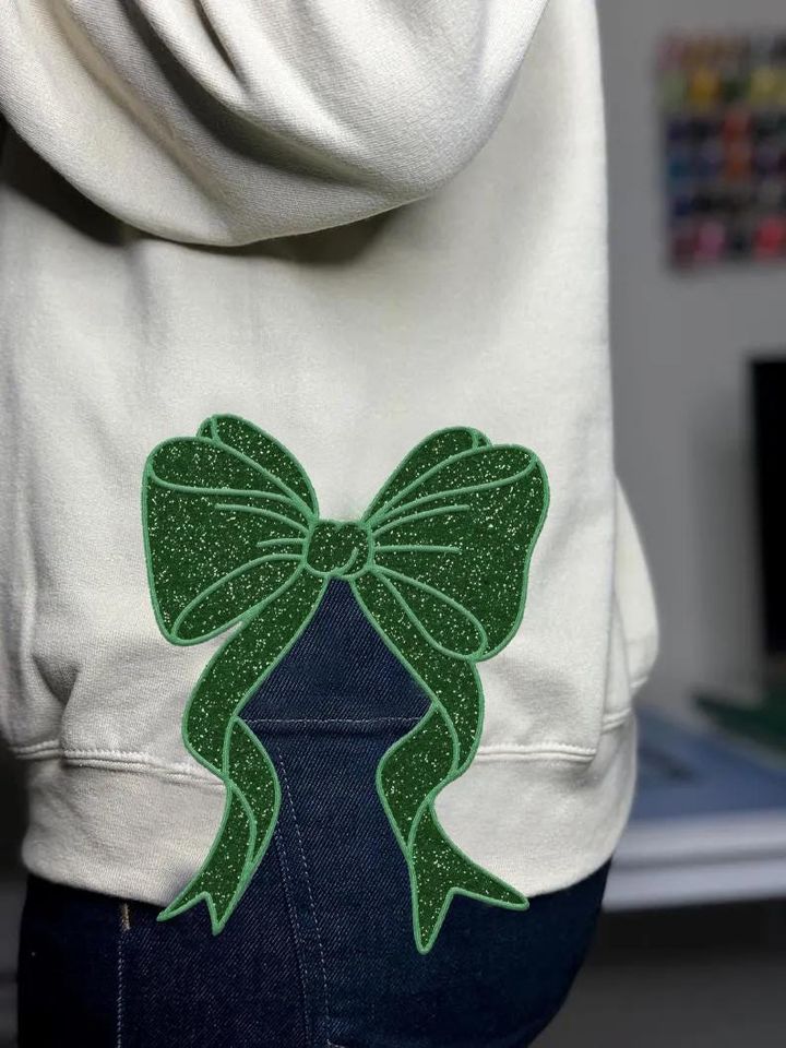 Nutcracker Side Bow Cut-Out Embroidery Sweatshirt, Merry Side Bow Shirt With Glitter, Gifts Coquette Bow, Side Slit Sweater Bow Gifts