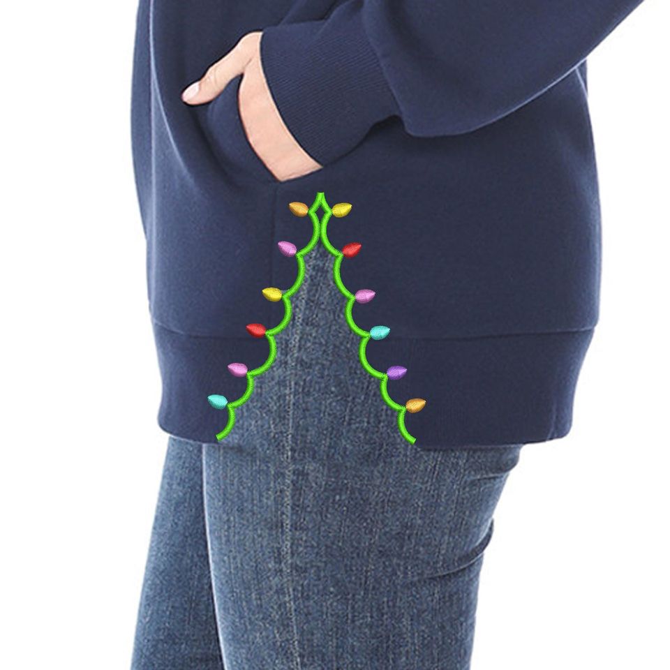 Christmas lights split Embroidery, Christmas Lights embroidery, Bow Embroidery, Coquette Christmas