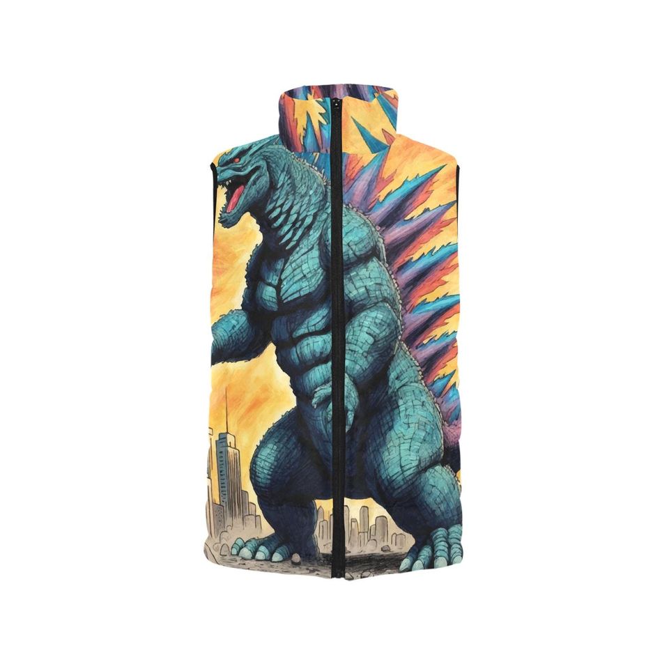 god zilla Gojira Kaiju Crayon Art Sleeveless Jacket