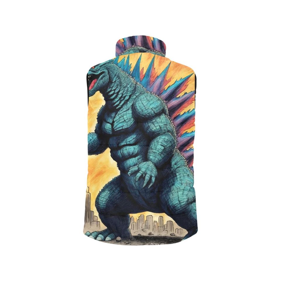god zilla Gojira Kaiju Crayon Art Sleeveless Jacket
