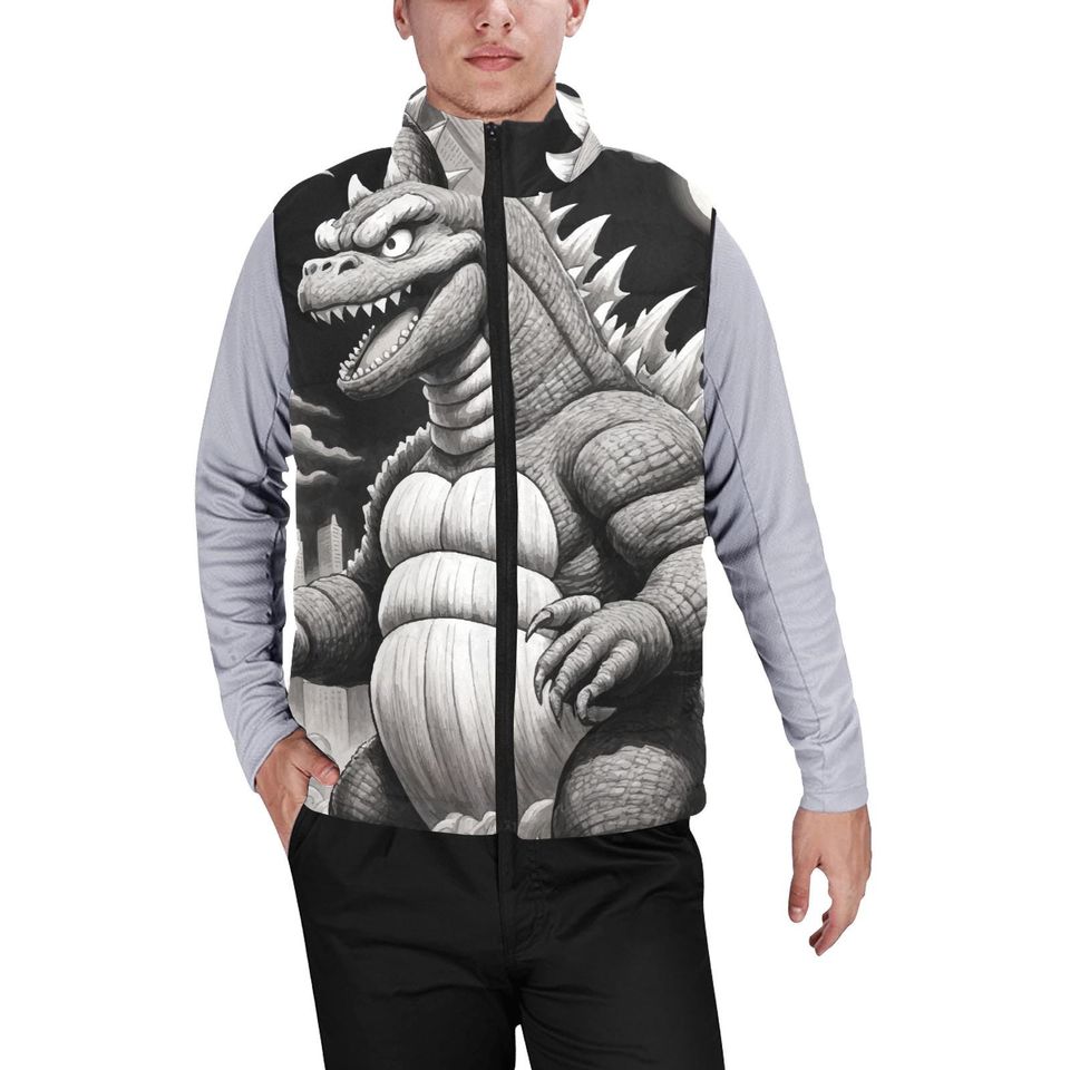 god zilla Gojira Kaiju Pencil Art Sleeveless Jacket