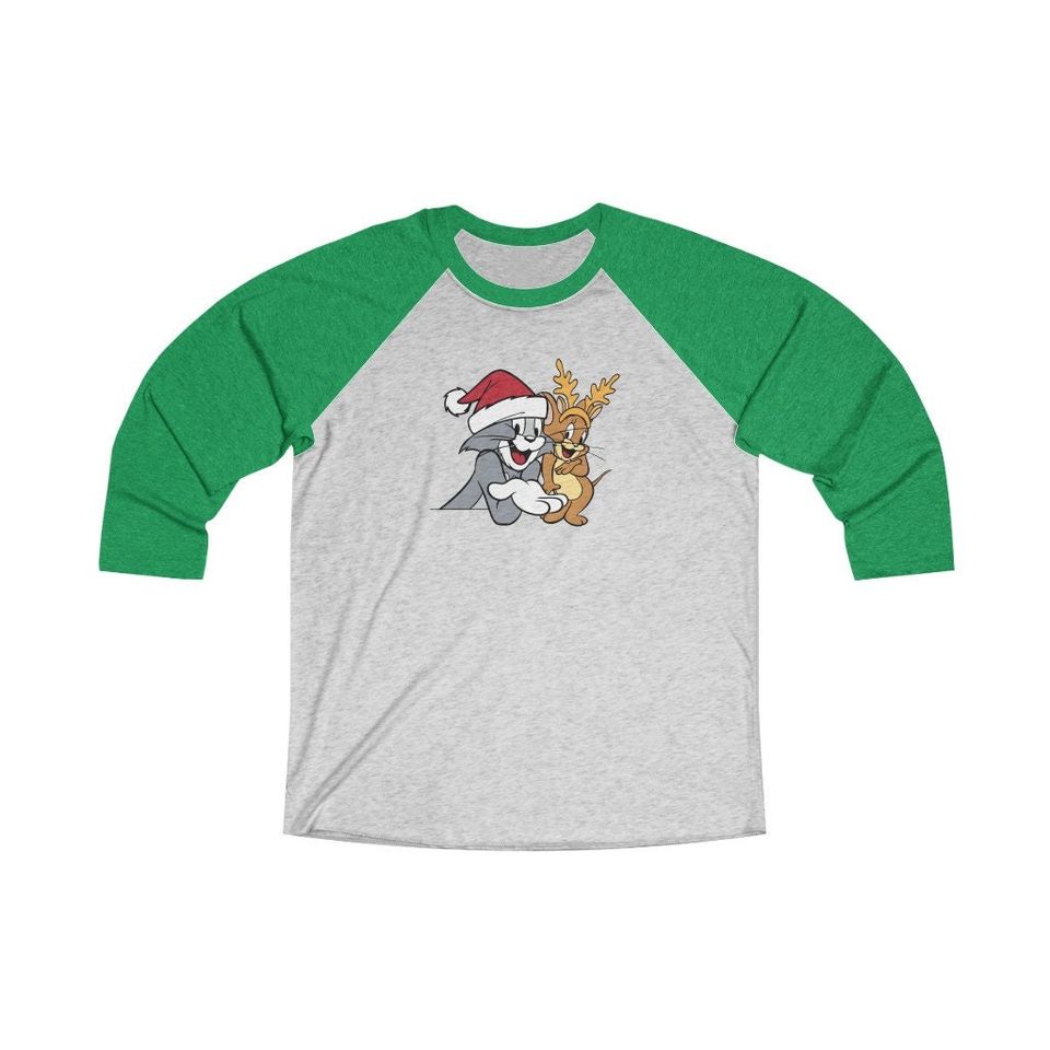 Tom and Jerry Christmas Unisex 3\4 Sleeve Baseball Tee