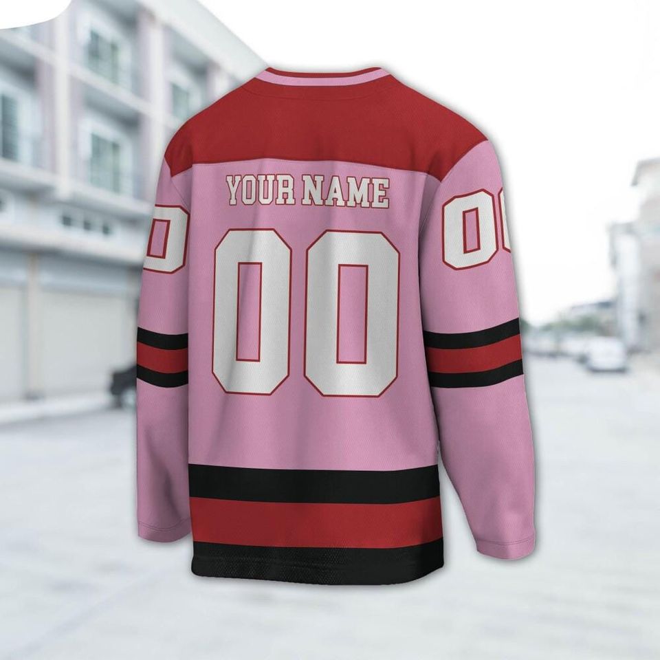 Customized hockey jersey thanksgiving Turkey logo pink basic, Team Thanksgiving Sports Jersey, Funny Custom Name Turkey Hockey