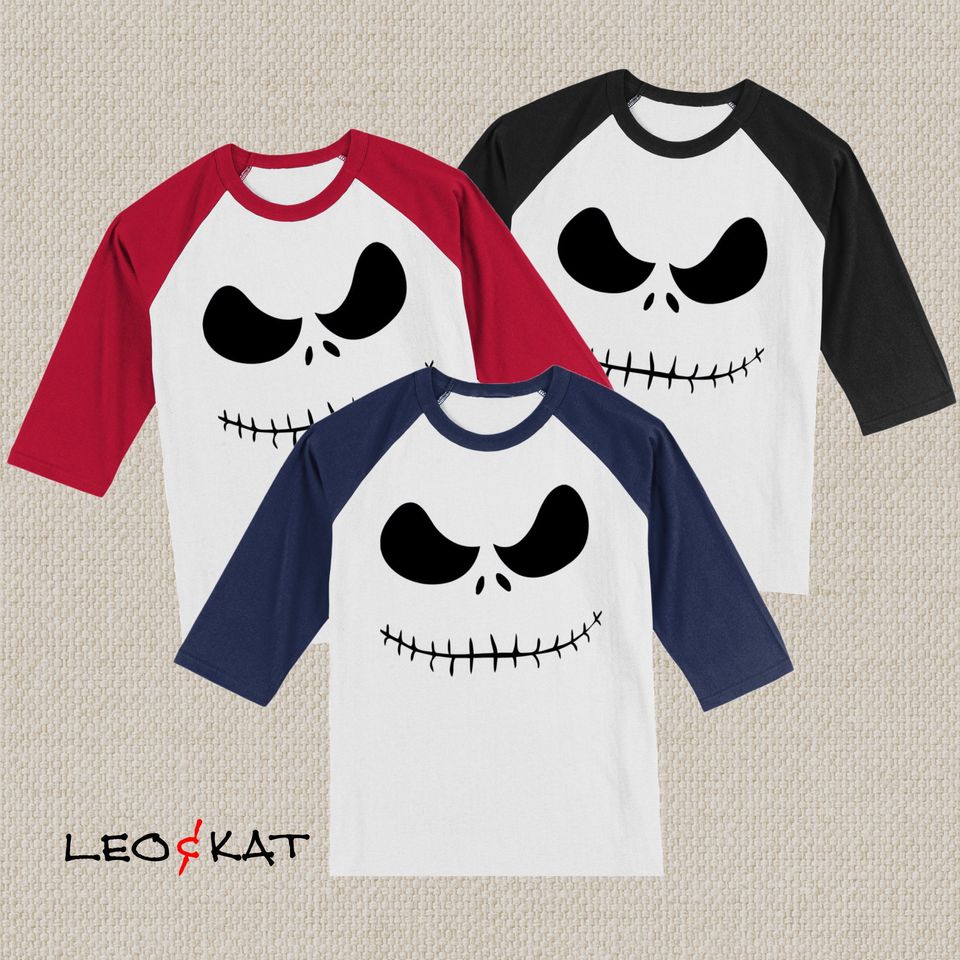 Jack Skellington Unisex 3\4 Sleeve Baseball Tee