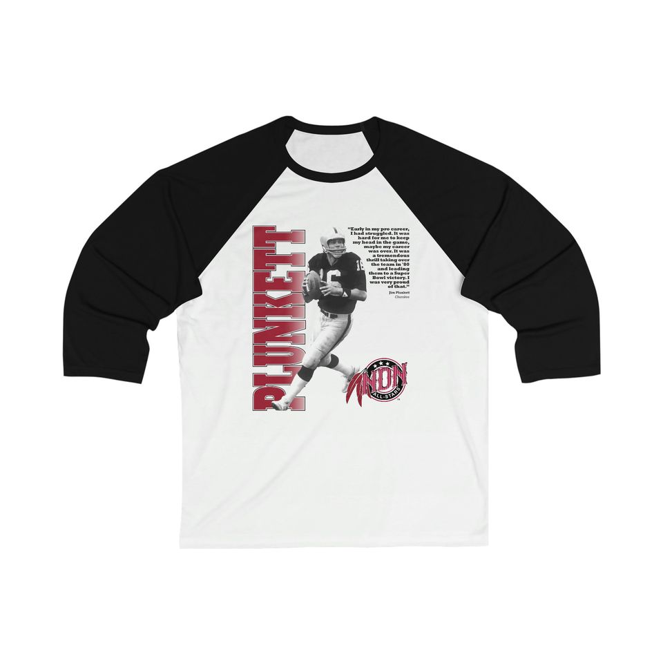 NDN All-Star #14 Jim Plunkett 3/4 Sleeve Baseball Tee