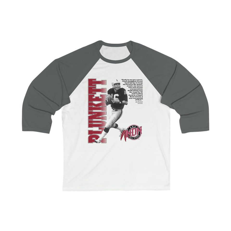 NDN All-Star #14 Jim Plunkett 3/4 Sleeve Baseball Tee