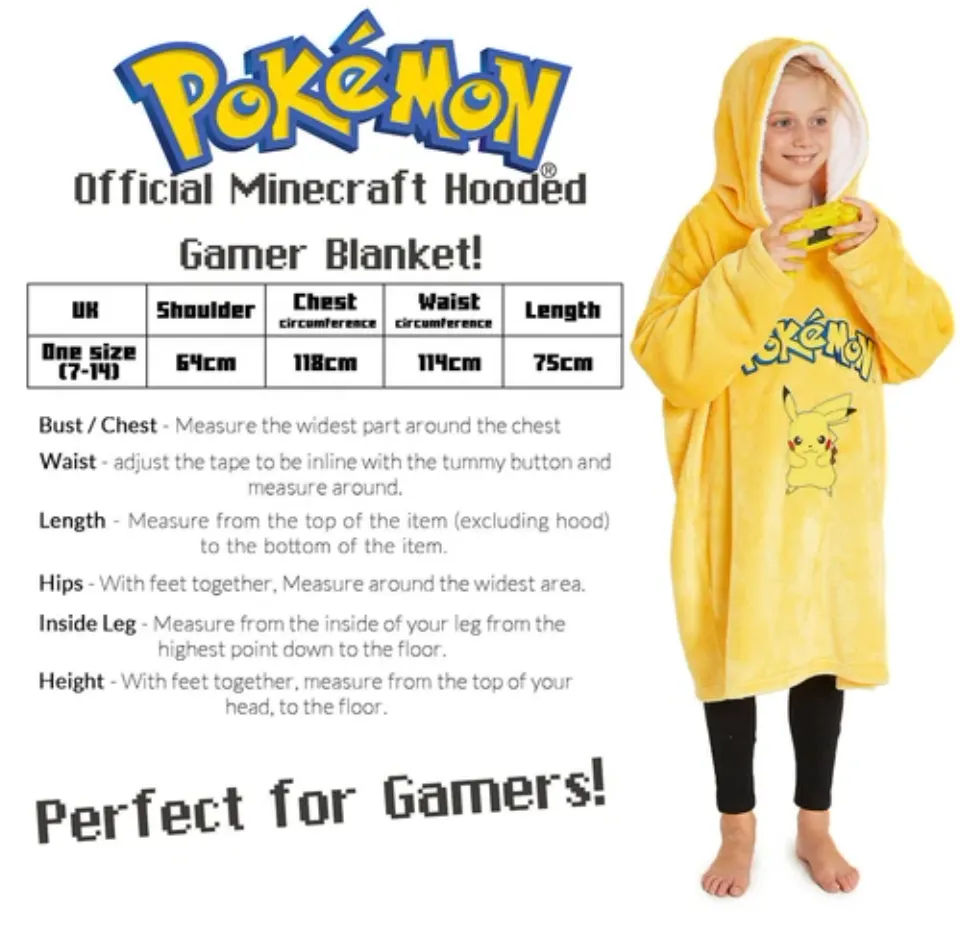 PKM Pika Oversized Blanket Hoodie for Boys Girls