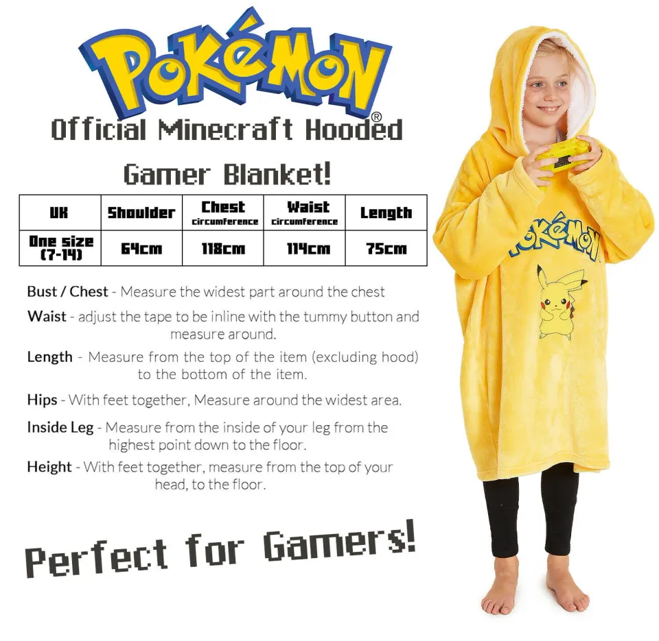 PKM Pika Oversized Blanket Hoodie for Boys Girls