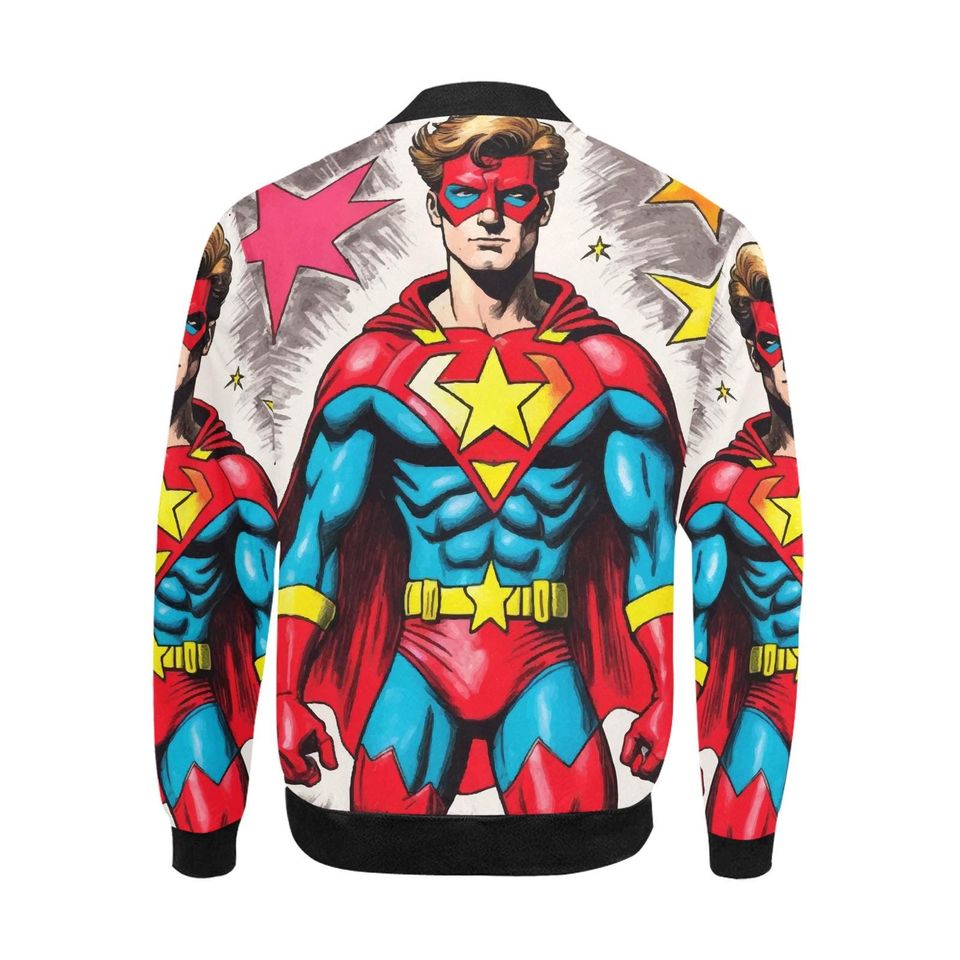 Bomber Jacket Retro Art Cartoon Jacket Comics Supe Hero Superhero Cartoon