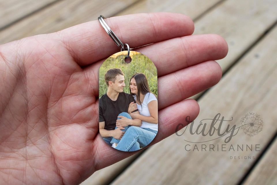 Personalized Text Keychain, Doubled Sided Picture Keychain, 1st Anniversary Boyfriend Gift, Girlfriend Gift Idea