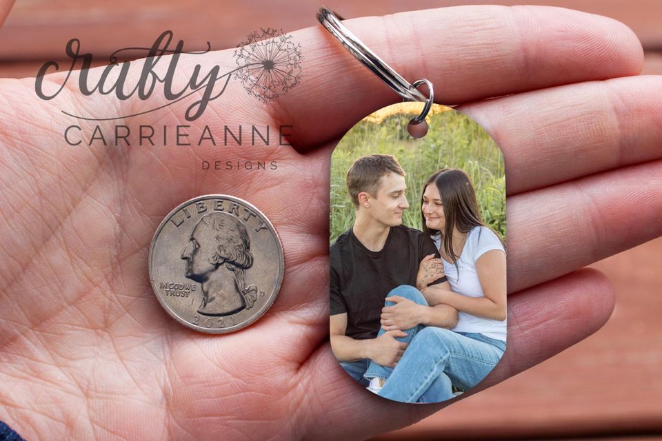 Personalized Text Keychain, Doubled Sided Picture Keychain, 1st Anniversary Boyfriend Gift, Girlfriend Gift Idea