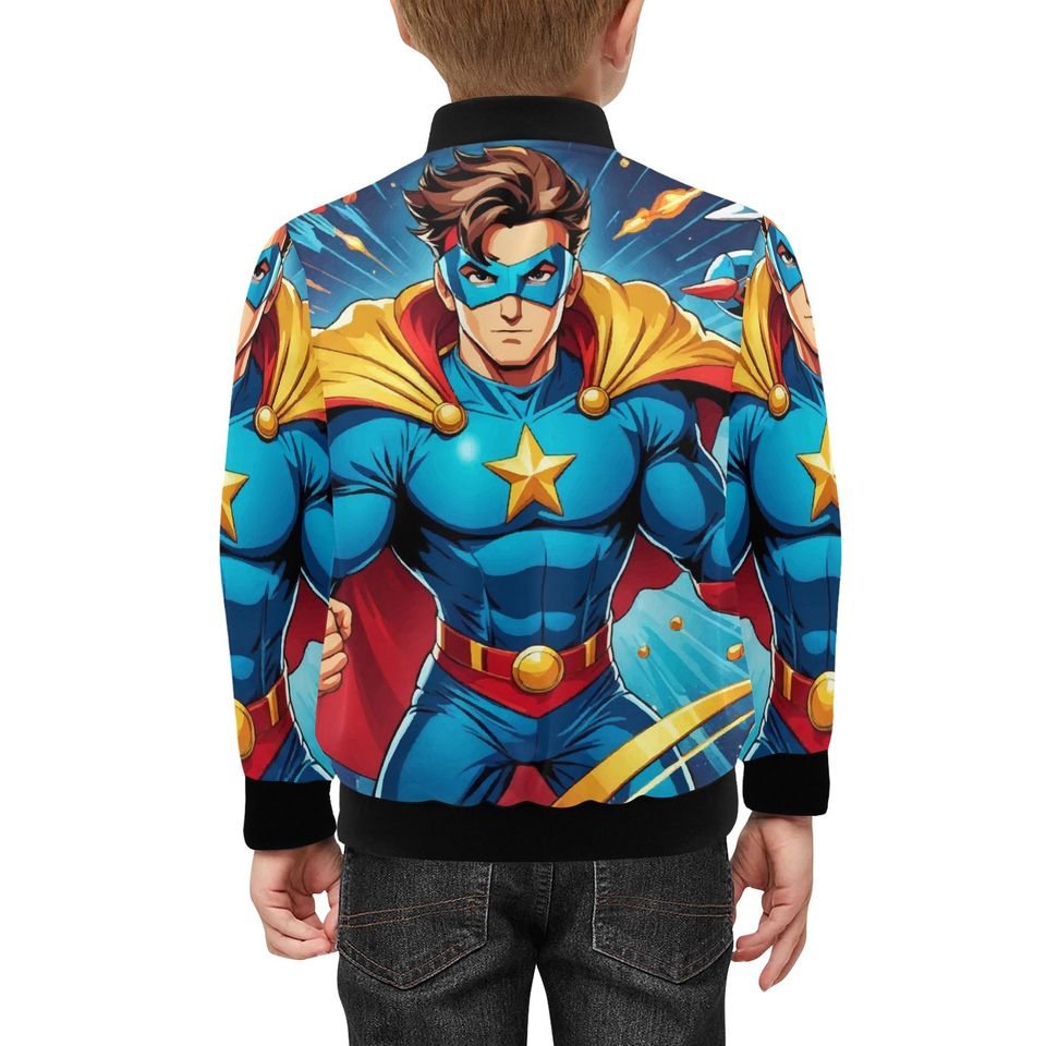 Bomber Jacket Superhero Graffiti Superhero Retro Art Cartoon Comics