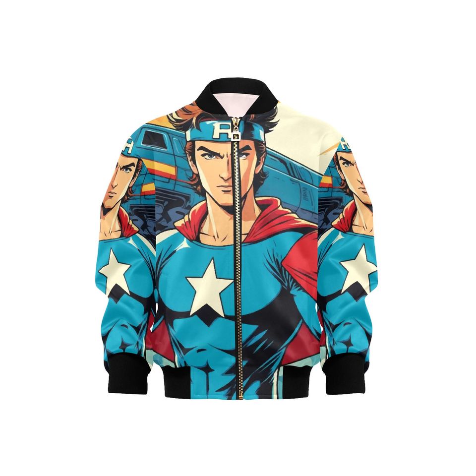 Bomber Jacket with Pockets Superhero Graffiti Superhero Retro Art Cartoon Comics