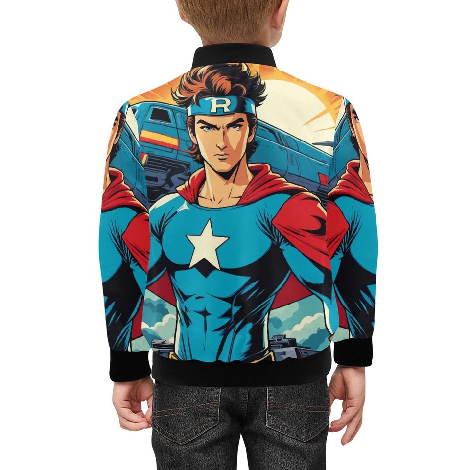 Bomber Jacket with Pockets Superhero Graffiti Superhero Retro Art Cartoon Comics