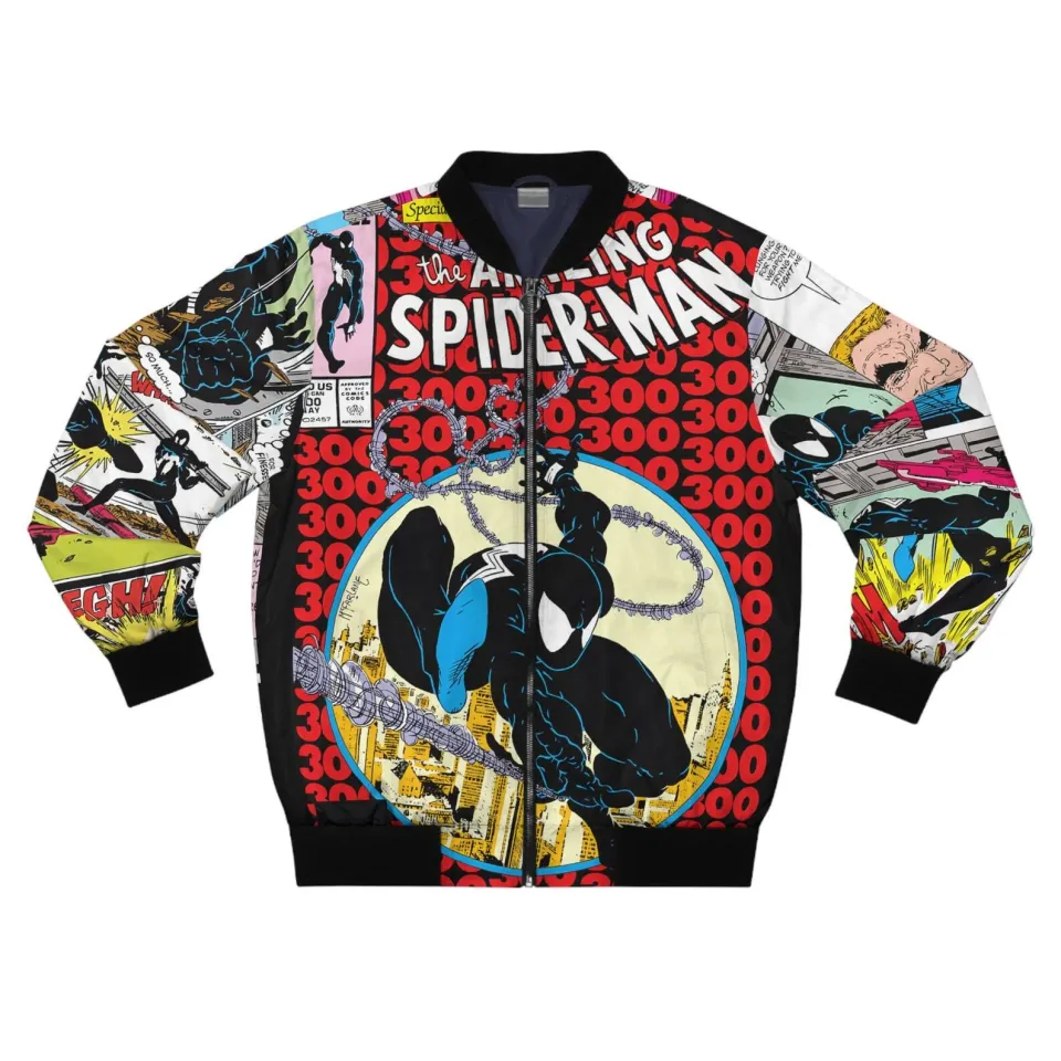 The Amazing Spiderman Comic Book Superhero Love Bomber Jacket