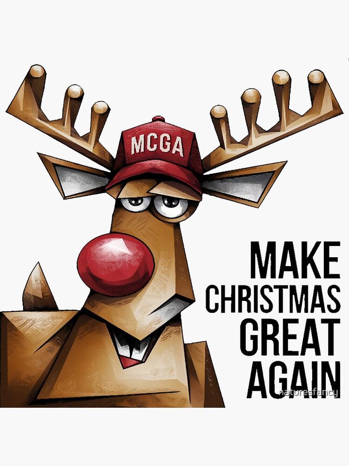 Funny Red Nosed Reindeer Make Christmas Great Again Sticker