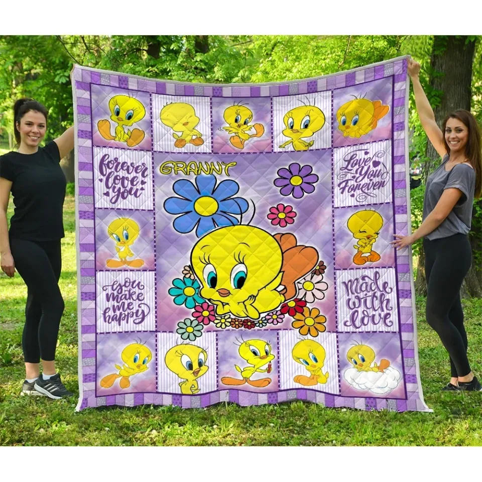 Personalized Tweety Bird Quilts, Custom Name Quilt Blanket Cartoons Movie