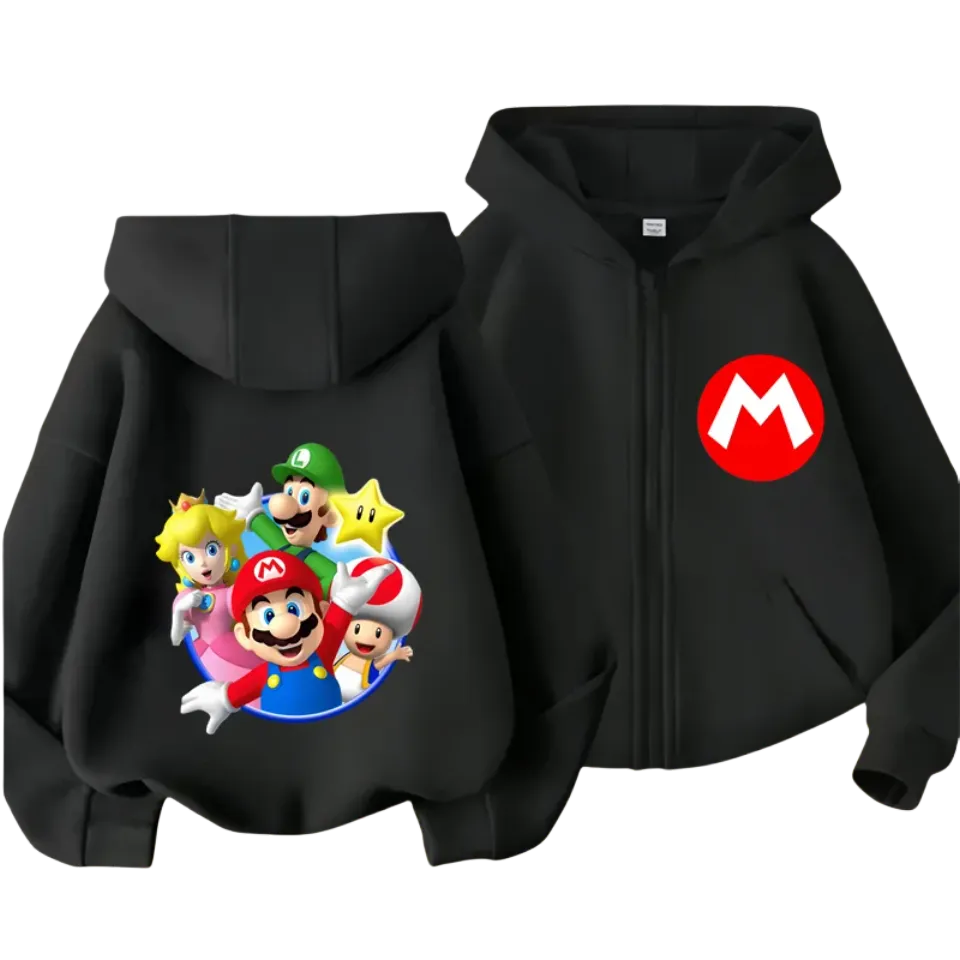 Super Mario Double Sided Zipper Hoodie | Unisex Zip Up Jacket