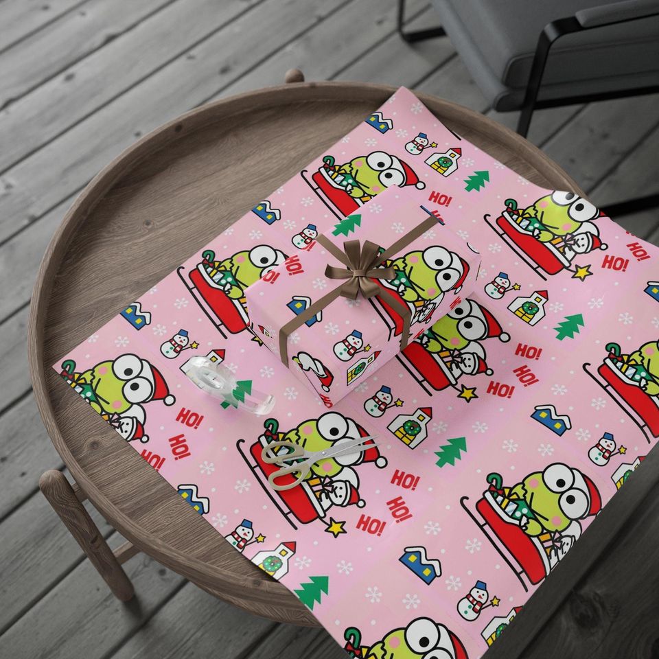 Retro Keroppi Frog Kitty Christmas Wrapping Paper