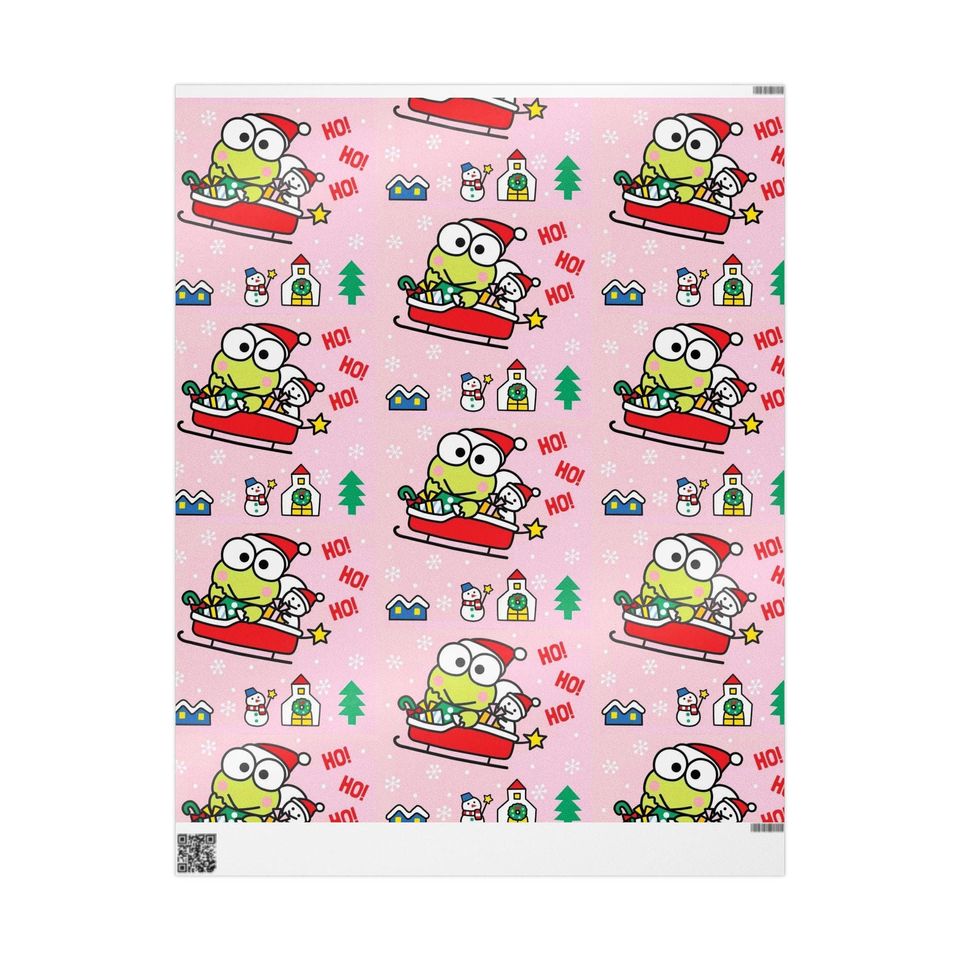 Retro Keroppi Frog Kitty Christmas Wrapping Paper