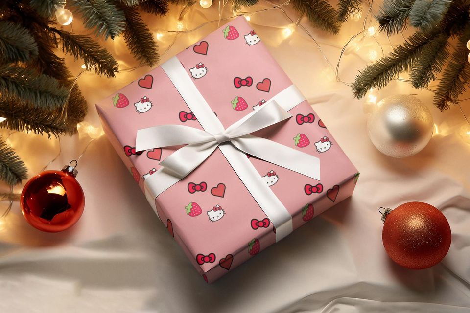 Pink Hello Kitty Christmas Wrapping Paper