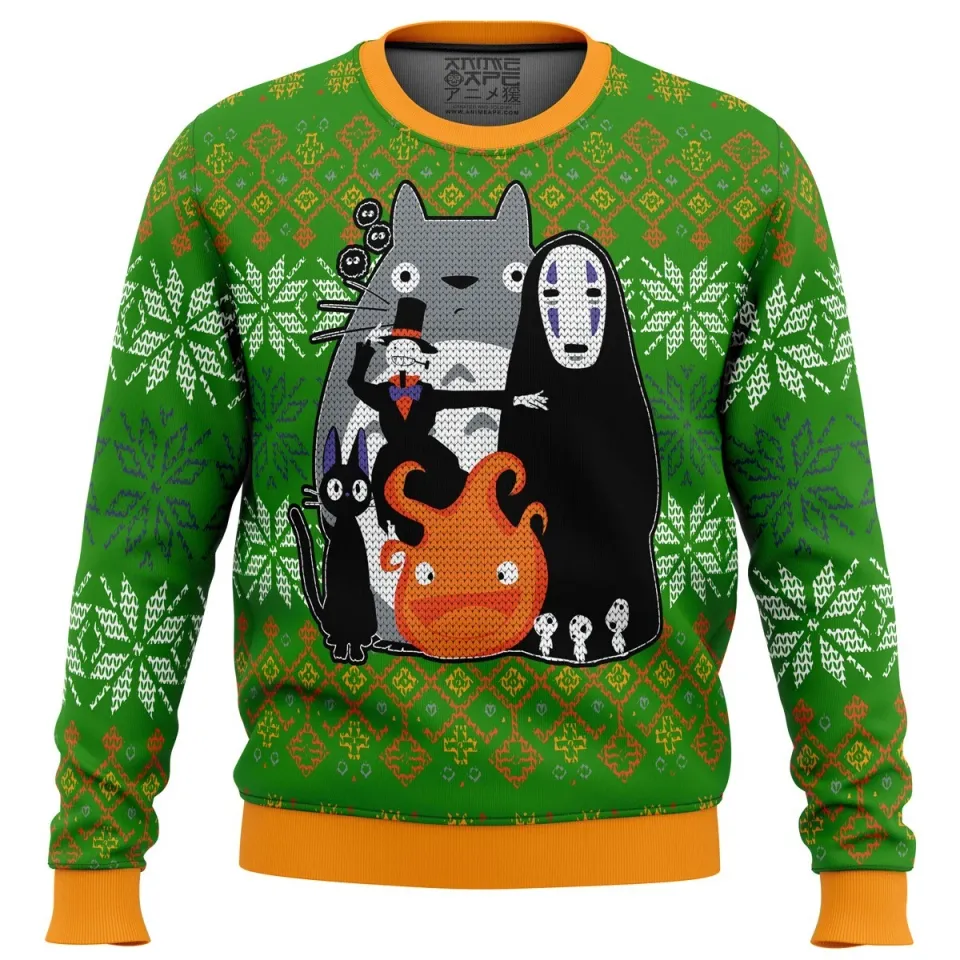 Studio Ghibli Miyazaki Squad Ugly Christmas Sweater - Anime Holiday Style