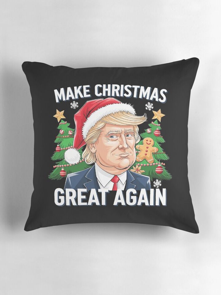 Funny Trump 2024 Make Christmas Great Again Gift  Pillow