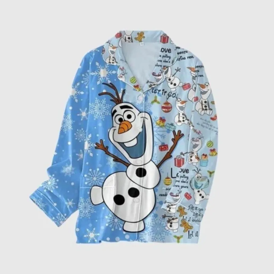 Let It Go Blue Snowman Christmas Pajamas Set