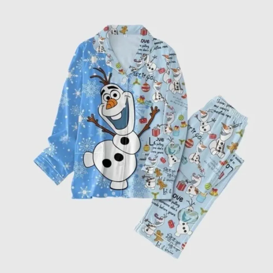 Let It Go Blue Snowman Christmas Pajamas Set