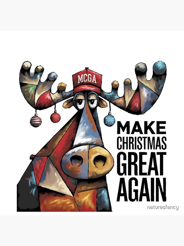 Funny Moose with Ornaments Make Christmas Great Again Pillow