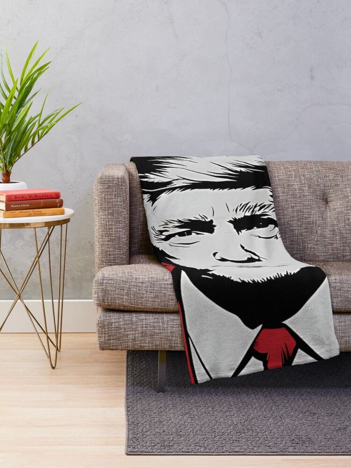 christmas light with trump Throw Blanket