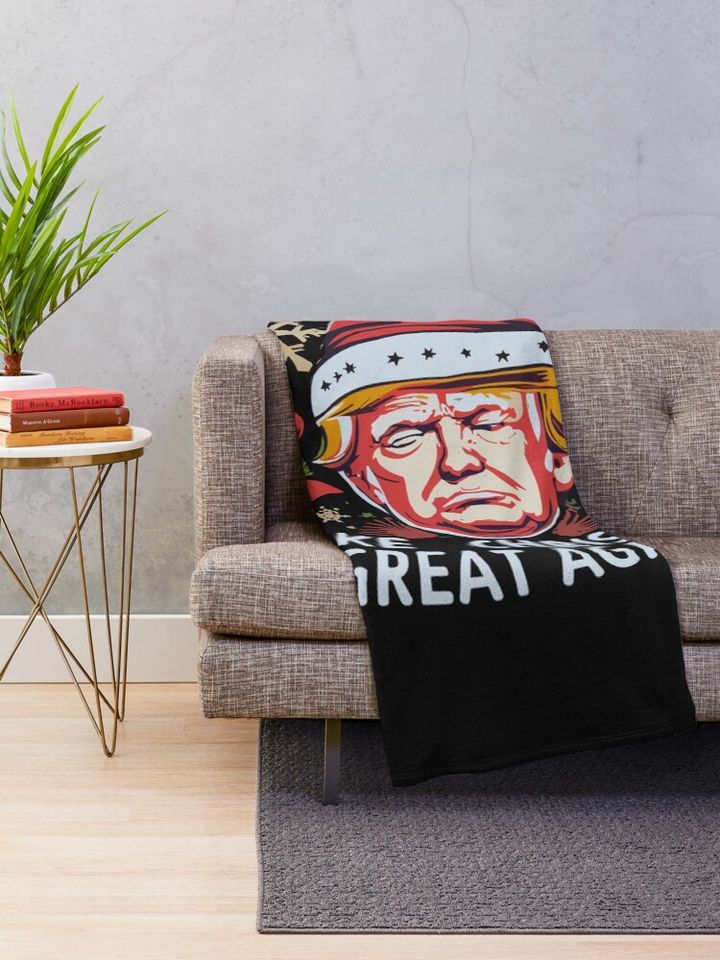 Trump Make Christmas Great Again Ugly Christmas Sweaters  Throw Blanket