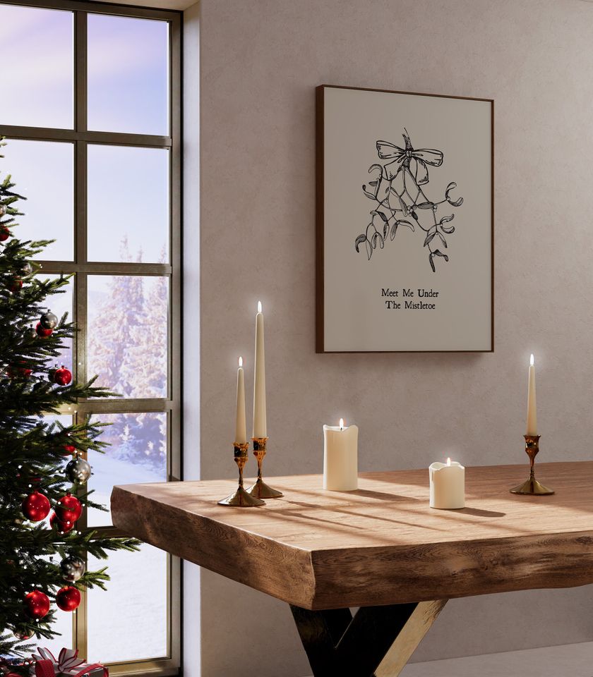 Vintage Christmas Art Print Retro Holiday Decor Funny Mistletoe Poster Festive Wall Art Christmas Quote Print Digital Download 1 Print