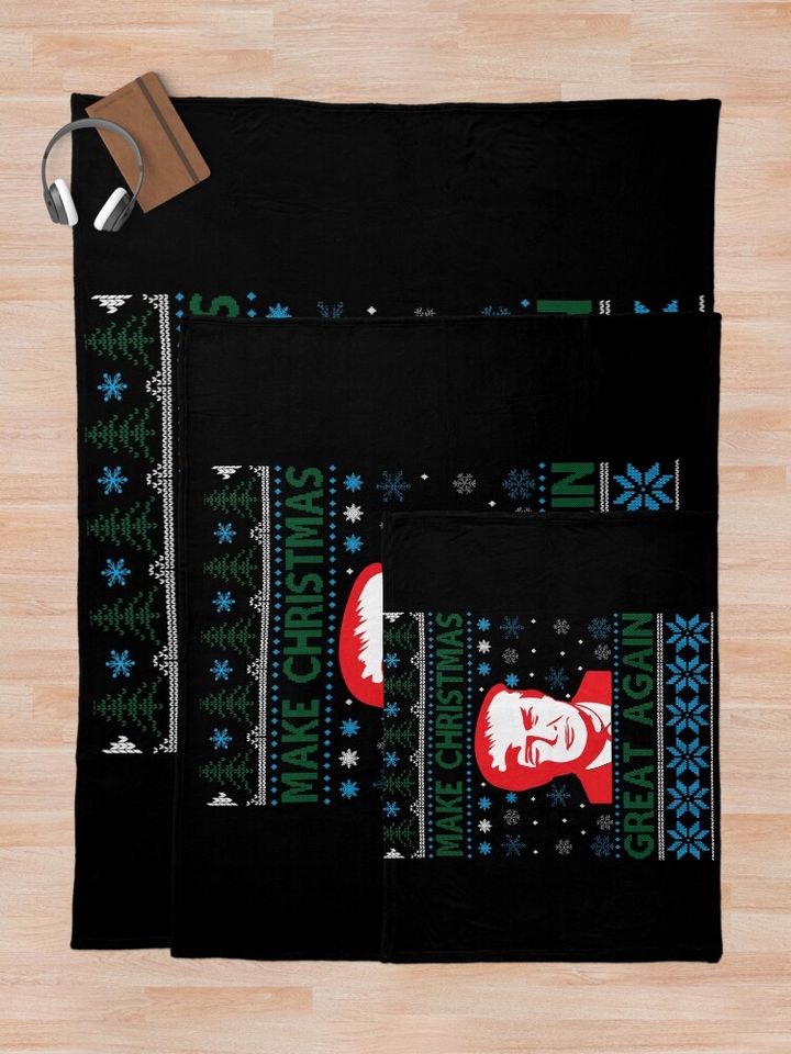 Trump Make Christmas Great Again Ugly Christmas Throw Blanket