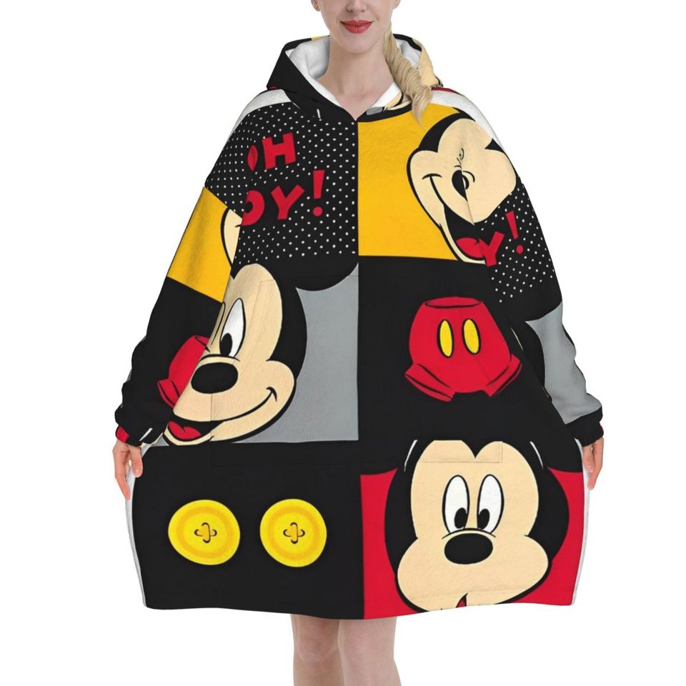 Mickey Mouse Cartoon Blanket Hoodie Oversized