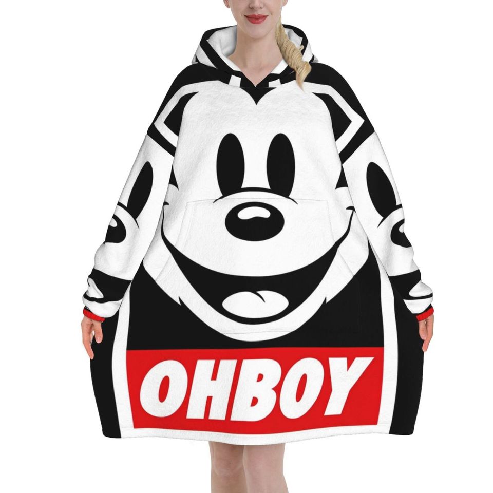 Mickey Mouse Cartoon Blanket Hoodie Oversized