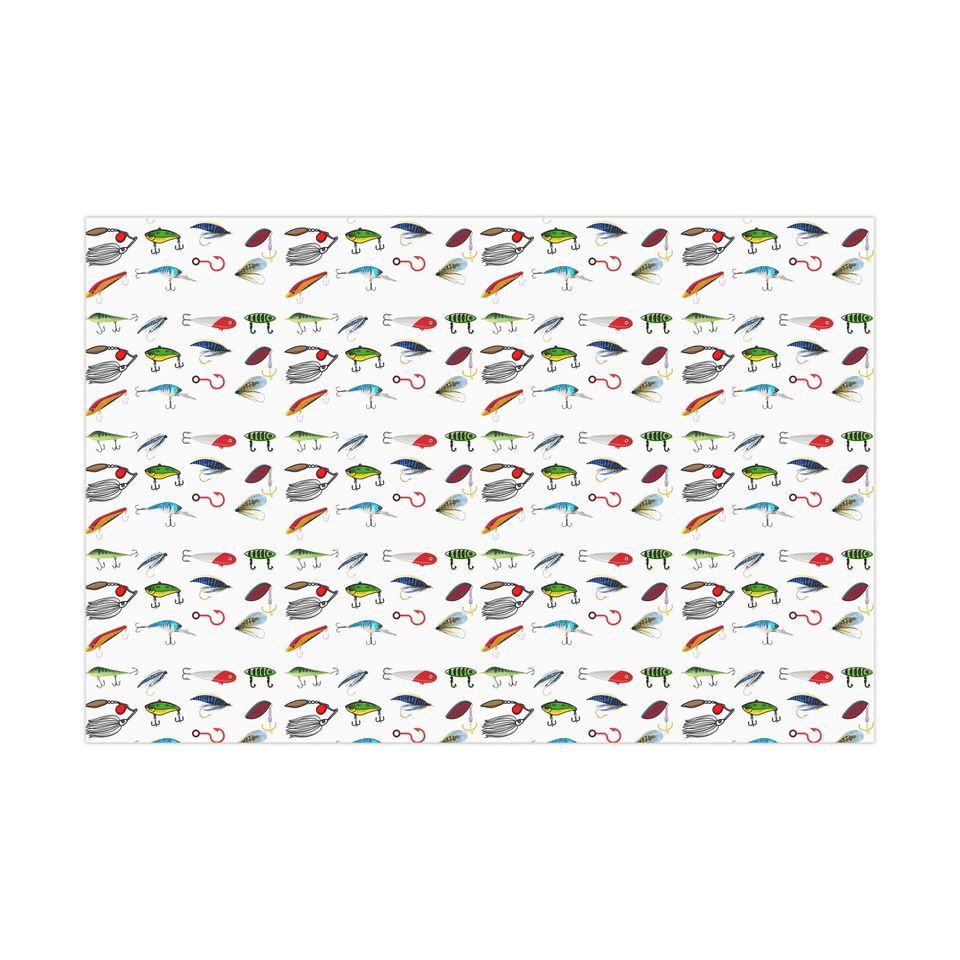 Casting a Merry Christmas - Fishing-Inspired Xmas Wrapping Paper White