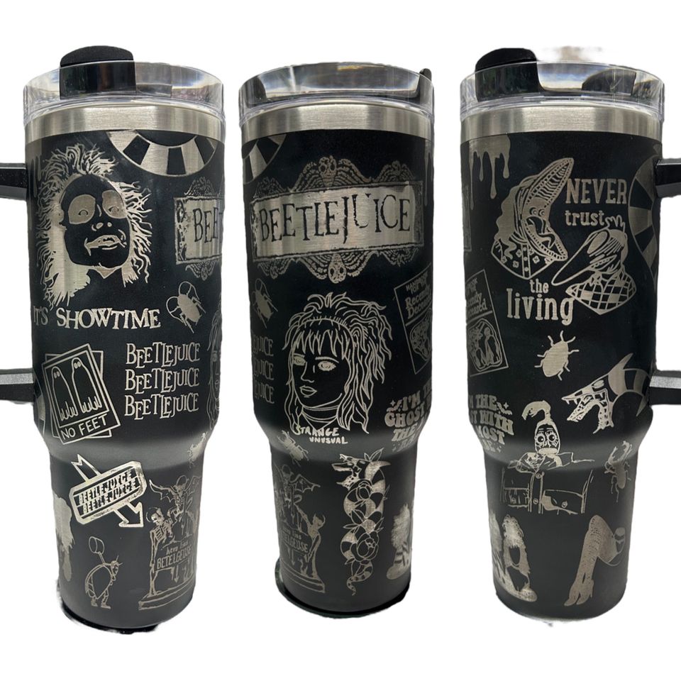 Beetlejuice Engraved 40 oz Tumbler with Handle