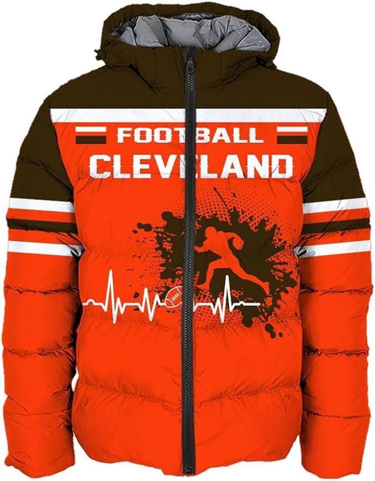 Cleveland City Men's American Football Personalized Puffer Jacket